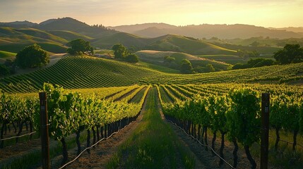 Fototapeta premium Vineyard at Sunset