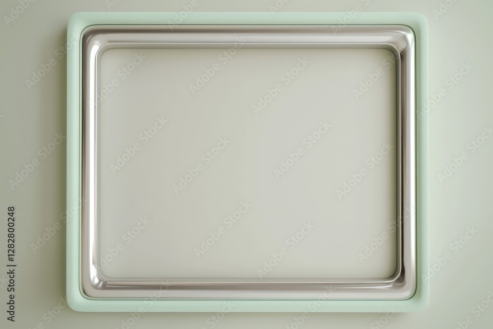 Poster a clean silver frame with soft mint edges is showcased on a muted neutral backdrop in this ai-genera