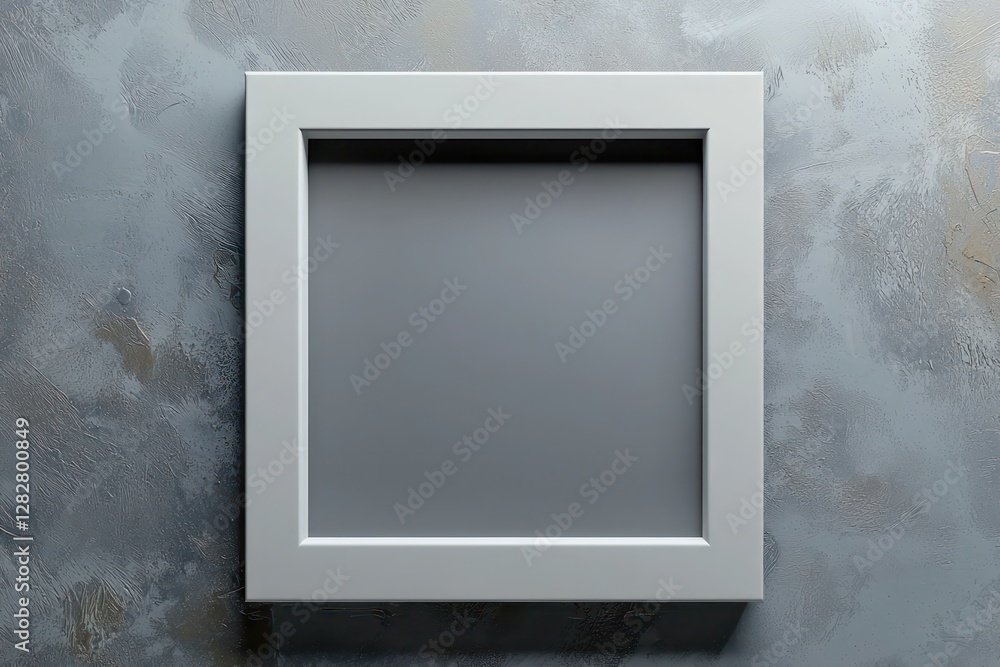 Poster white borders in a minimalist design, this 3d frame is symmetrically showcased on a polished matte b