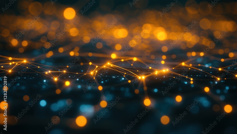 Poster exploring network connections: abstract visualization of data flow and interconnectivity in digital 