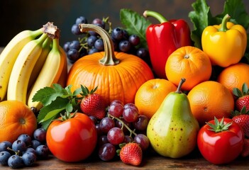Fall harvest: Vibrant fruit and vegetable still life