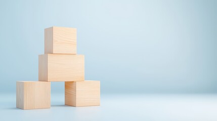 Obraz premium A stack of textured wooden blocks,educational toys language learning toys. Language-building stacking games, like Jenga with words or phrases printed on the blocks