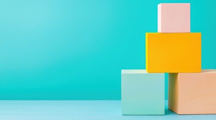Obraz premium wooden blocks on blue, market potential innovation pricing. market potential innovation pricing. Layered bar graph showcasing the effect of innovation on pricing sensitivity and market share growth