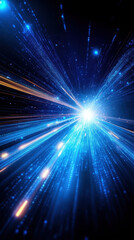 Obraz premium Vibrant blue light streams create dynamic digital landscape of energy