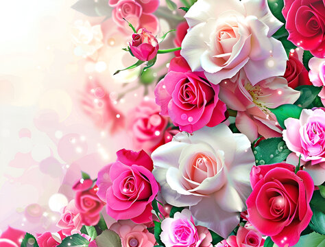 nice roses
Watercolor bouquet of pink and red roses for Valentine's Day
Bouquet
Beautiful bouquet of pink and white roses lying on a white background
