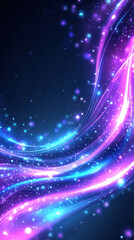 Vibrant abstract digital background with glowing waves and sparkles
