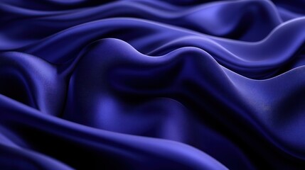 Obraz premium Blue silk fabric drapes, studio shot, waves, background blur, textile design