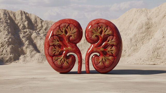 3d Kidney model, anatomy. World kidney day, donor day