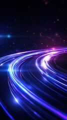 Obraz premium Smooth curving digital ribbons create vibrant, glowing pathway in motion