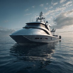 Yacht Generative AI  Beautiful white private motor yacht for a boat trip on the Red Sea, Egypt  Cabin Cruiser  Yacht sailing on the calm sea travelling from one place to another exploring the ocean