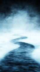 Fototapeta premium winding river through soft mist, symbolizing journey of discovery
