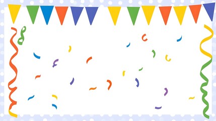 Festive Celebration Banner With Colorful Confetti And Ribbons