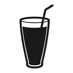 Simple black and white illustration of a drink with a straw