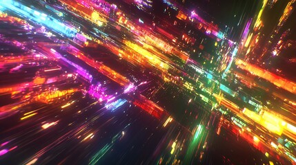 Obraz premium Abstract Neon Cityscape Light Trails Dynamic Energy