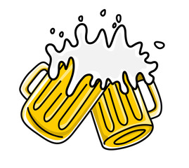 Obraz premium Ilustración de dos jarras de cerveza