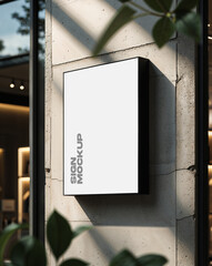 Shop Sign Mockup with Natural Light and Urban Background