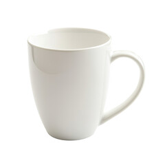 White Ceramic Coffee Mug Mockup with Round Shape on Transparent Background, PNG