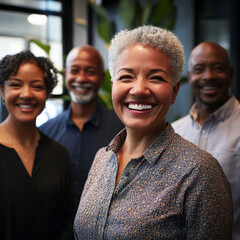 senior portrait woman group smiling happy man community diverse diversity team young businesswoman friends smile