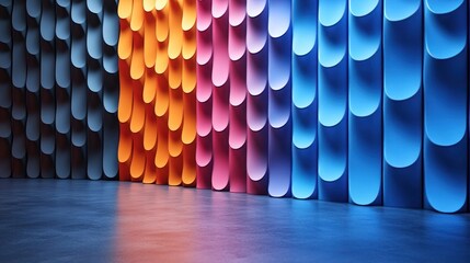 Colorful curved wall interior design