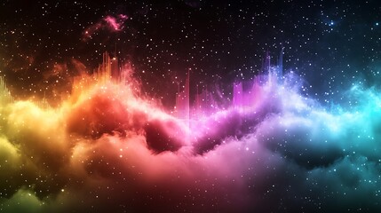 Obraz premium Cosmic Nebula Audio Waveform Visualization