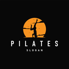 sport relaxation fitness physical illustration silhouette logo pilates training pose sports gymnastics template symbol