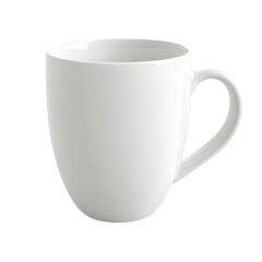 White Ceramic Coffee Mug Mockup with Round Shape on Transparent Background, PNG