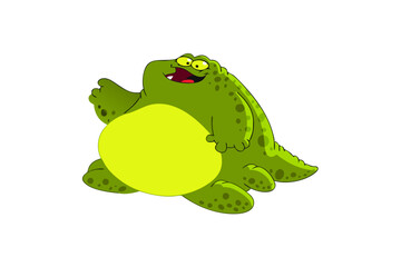 green frog on white background