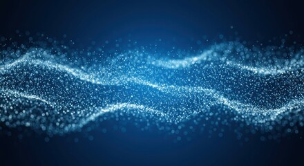 Glowing blue energy waves, particle stream, dynamic light trails, dark background, ethereal, cosmic, futuristic, digital art, neon blue, abstract, flowing lines, electric current visualization, high-c