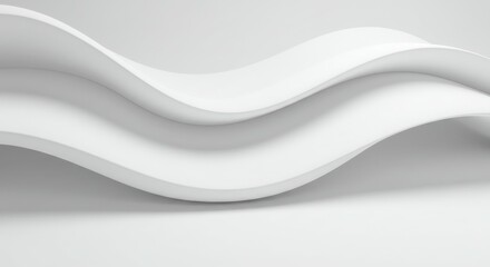 Obraz premium White fabric waves, smooth flowing lines, minimalist textile texture, soft undulating curves, monochromatic abstract composition, gentle folds and creases, silky drapery, clean geometric patterns, org