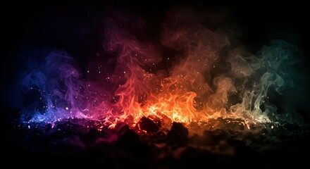 Fototapeta premium Space nebula, cosmic dust, colorful galaxy, vibrant colors, red and blue gas clouds, starry background, celestial formation, deep space, astronomical phenomenon, high contrast, dark void, ethereal glo