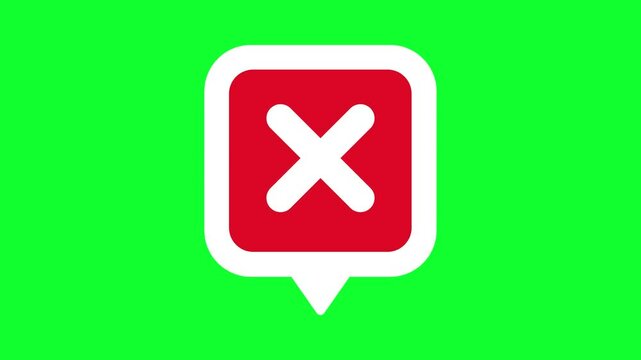 wrong mark animation. red cross symbol for incorrect sign