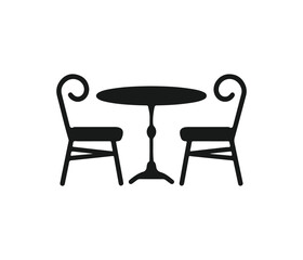Fototapeta premium Simple black and white bistro table and chairs