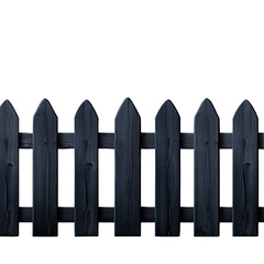 Wooden fence with pointed tops isolated on transparent background