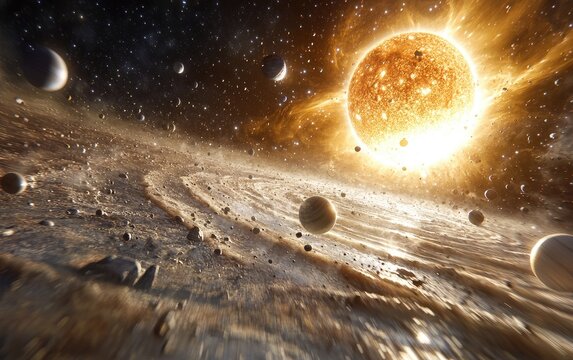 Galactic Collision Star, Planets, Debris, Space, Energy, Artwork, Background, Science Fiction
