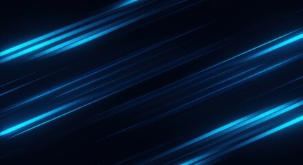 abstract, dynamic blue streaks, diagonal lines, dark background, motion blur, glowing energy, futuristic, sleek, high contrast, digital art, minimalist, sci-fi aesthetic, speed, light trails, neon blu