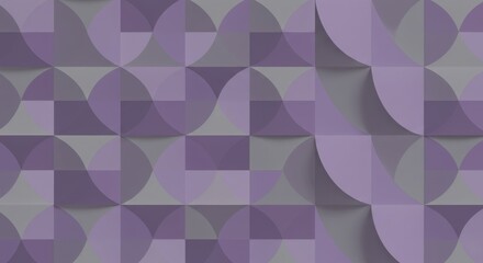 Obraz premium geometric patterns, abstract design, purple and gray tones, 3D effect, mosaic tiles, minimalist style, shadows and depth, repeating shapes, paper-like texture, architectural elements, modern art, subt