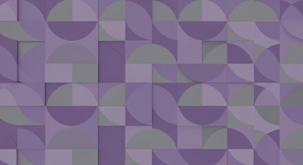 Obraz premium geometric patterns, abstract design, purple and gray tones, 3D effect, mosaic tiles, minimalist style, shadows and depth, repeating shapes, paper-like texture, architectural elements, modern art, subt