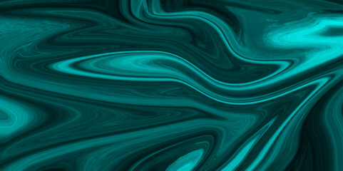 Obraz premium Abstract beautiful teal swirl liquid background. Abstract teal , black swirly wallpaper, wavy pattern texture, aquarelle colors mixing effect abstract backdrop. calm design Marble rock texture blue