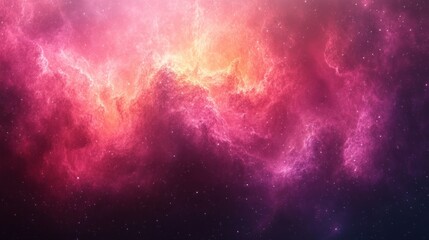 Naklejka premium Cosmic Nebula Pink, Orange, Space Background