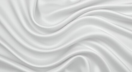 Fototapeta premium White fabric texture, silky smooth surface, flowing curves, soft folds, elegant drapery, high contrast, studio lighting, close-up detail, minimalist aesthetic, abstract pattern, monochromatic, luxurio