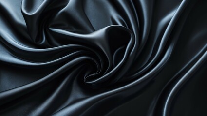 Obraz premium A close-up of smooth, flowing black silk fabric with a luxurious, glossy texture.