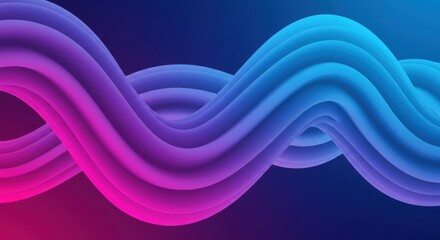 Abstract waves, vibrant colors, neon glow, pink and blue gradients, fluid motion, smooth curves, dynamic energy, digital art, minimalist design, futuristic aesthetic, undulating lines, graphic design,