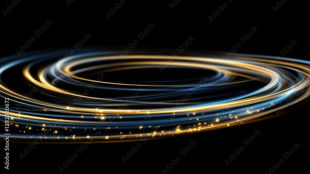 Aufkleber a swirling abstract design featuring glowing lines and sparkles on a dark background.