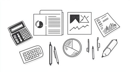 outline icon set in  financial 
