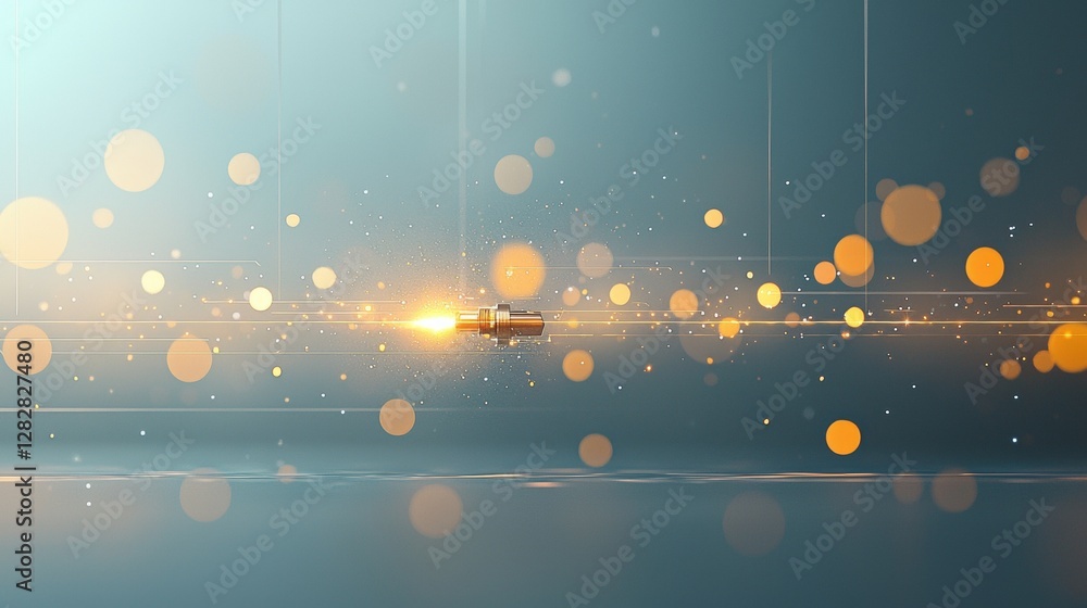 Poster dynamic light burst action studio setting digital animation modern aesthetic eye-level view creative