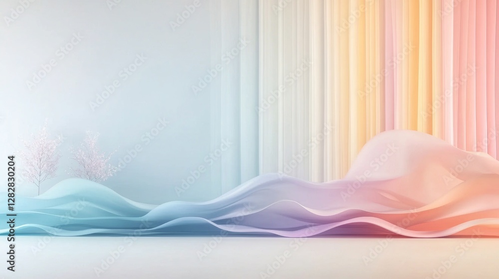 Poster dynamic flowing colors abstract background digital art soft gradient minimalist view visual harmony 