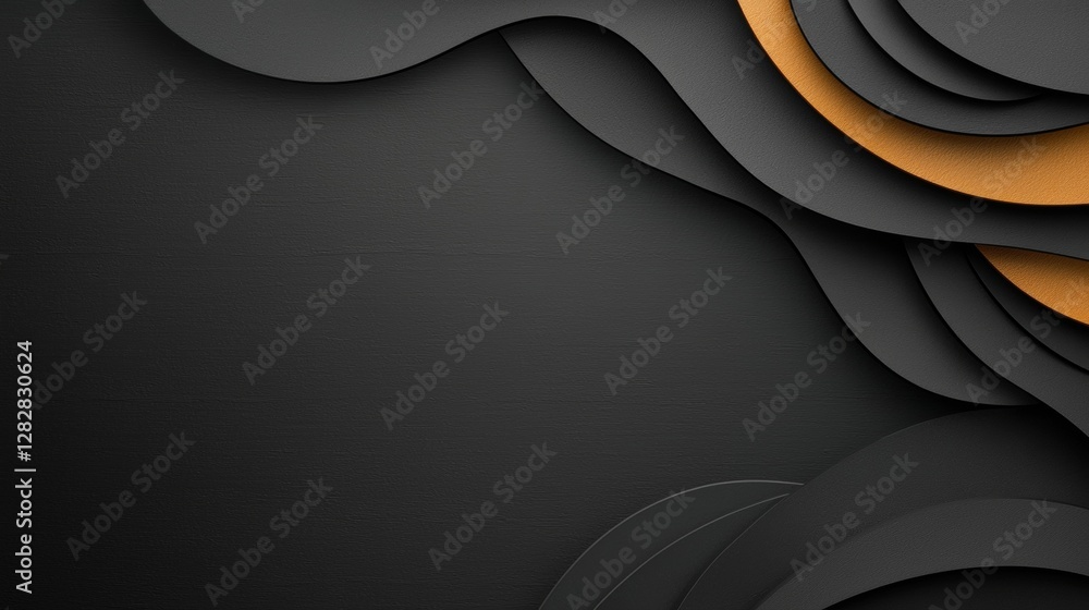 Aufkleber dynamic abstract layers of black and gold modern graphic design digital art minimalist environment c
