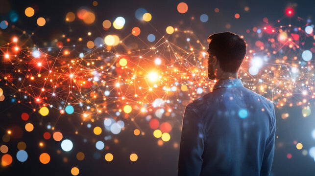 A technician analyzes data in a high-tech control room, surrounded by global connectivity maps, complex network operations, and digital interfaces, symbolizing innovation, precision, and global reach
