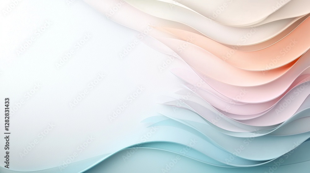 Poster dynamic abstract waves in soft pastel tones digital art visual design modern aesthetic horizontal pe