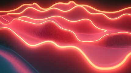 Obraz premium Abstract Red Landscape With Glowing Neon Lines